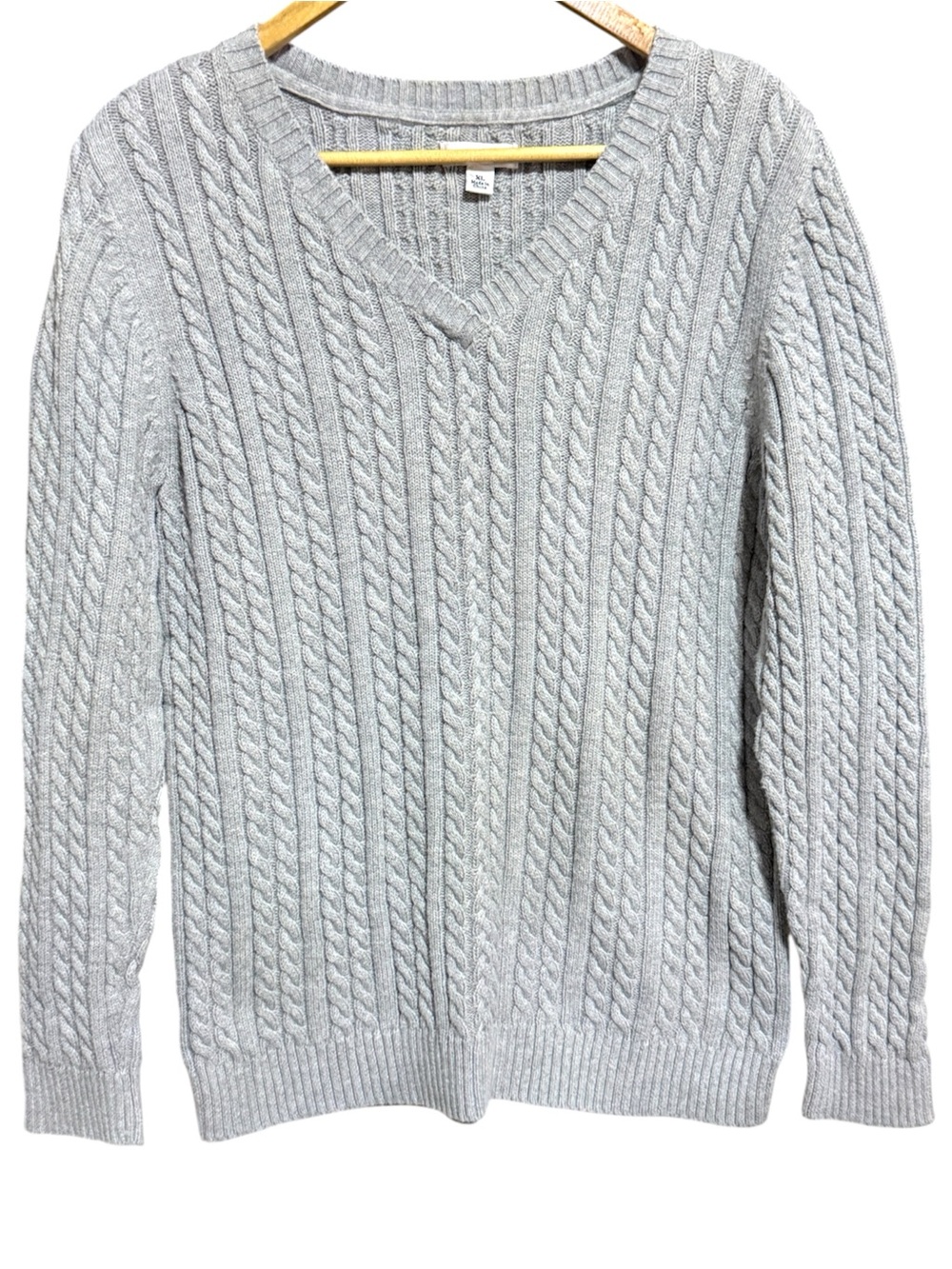 croft & barrow gray cable knit v-neck sweater Women’s size XL | b